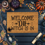 Welcome the Witch Is In - Coir Doormat – Funny Witch Halloween Welcome Mat | Spooky Fall Front Porch Decor | Rustic Farmhouse Entryway Rug