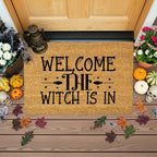 Welcome the Witch Is In - Coir Doormat – Funny Witch Halloween Welcome Mat | Spooky Fall Front Porch Decor | Rustic Farmhouse Entryway Rug