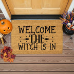 Welcome the Witch Is In - Coir Doormat – Funny Witch Halloween Welcome Mat | Spooky Fall Front Porch Decor | Rustic Farmhouse Entryway Rug