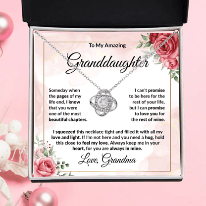 To My Amazing Granddaughter Love Knot Necklace Personalized Message Card - Mallard Moon Gift Shop