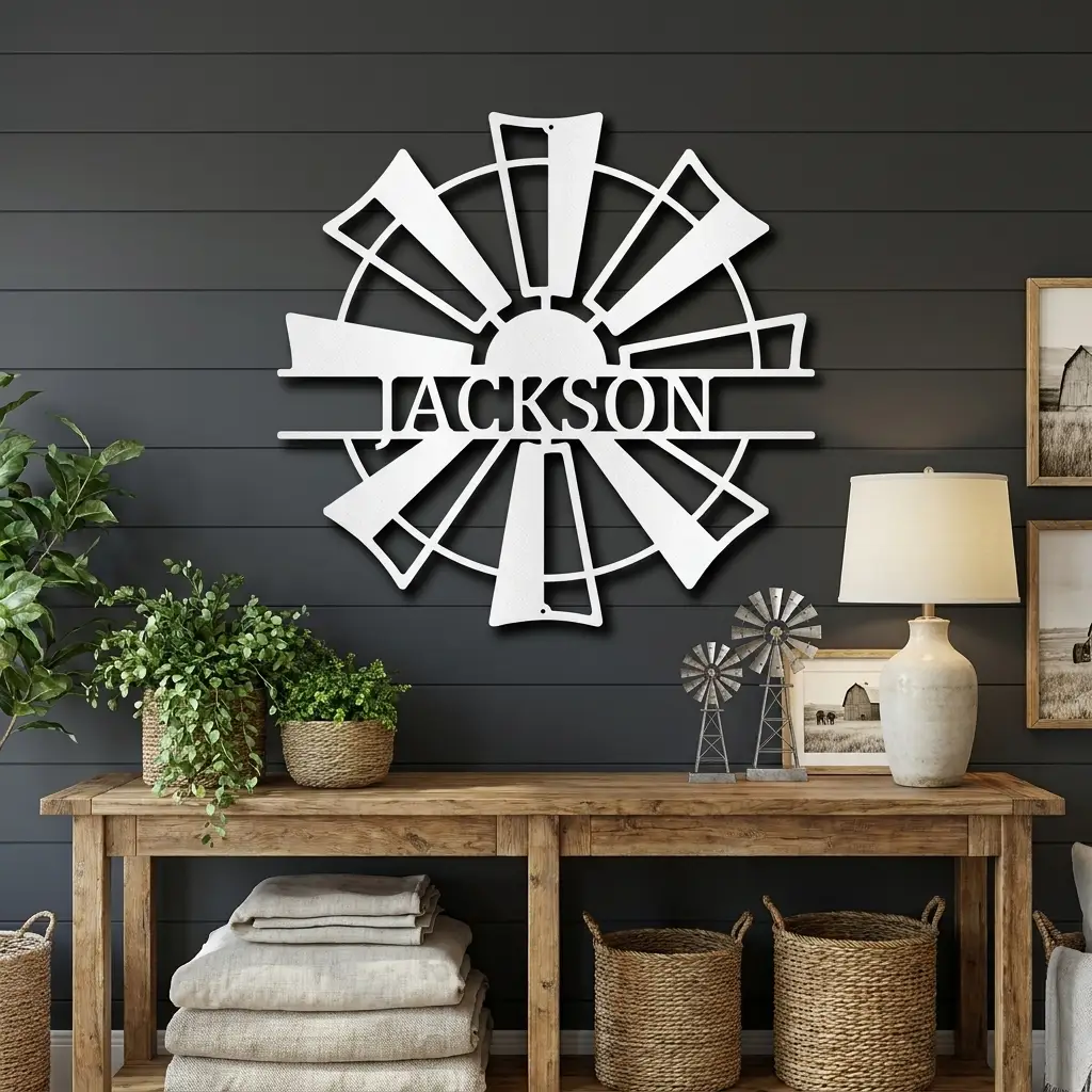 Windmill Cutom Metal Art Rustic Farmhouse