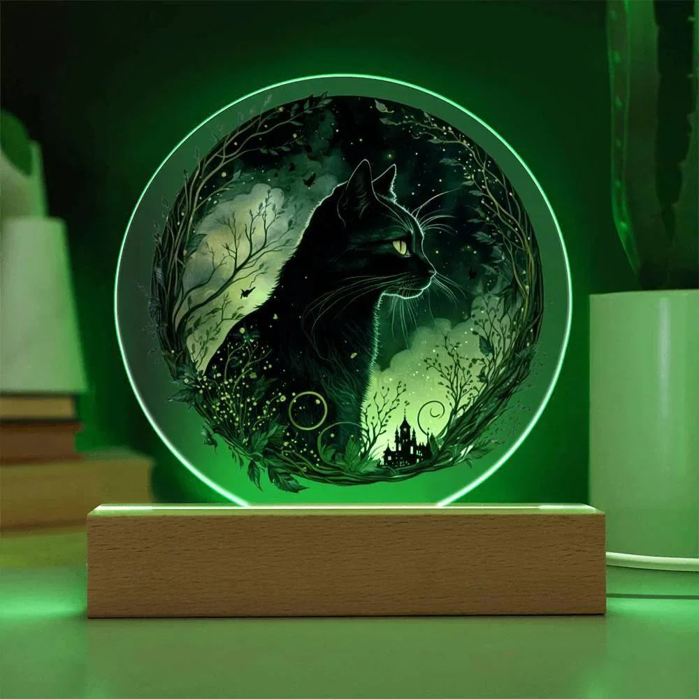 Whiskers in the Witching Hour: Halloween Acrylic Plaque