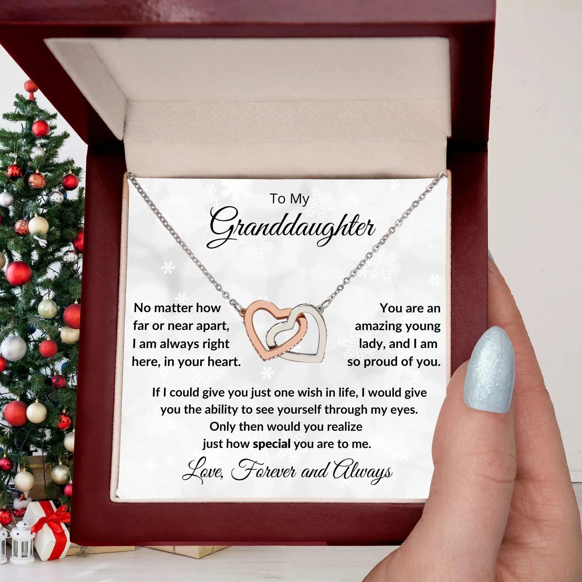 Gift for Granddaughter - Special to Me - Interlocking Hearts Necklace