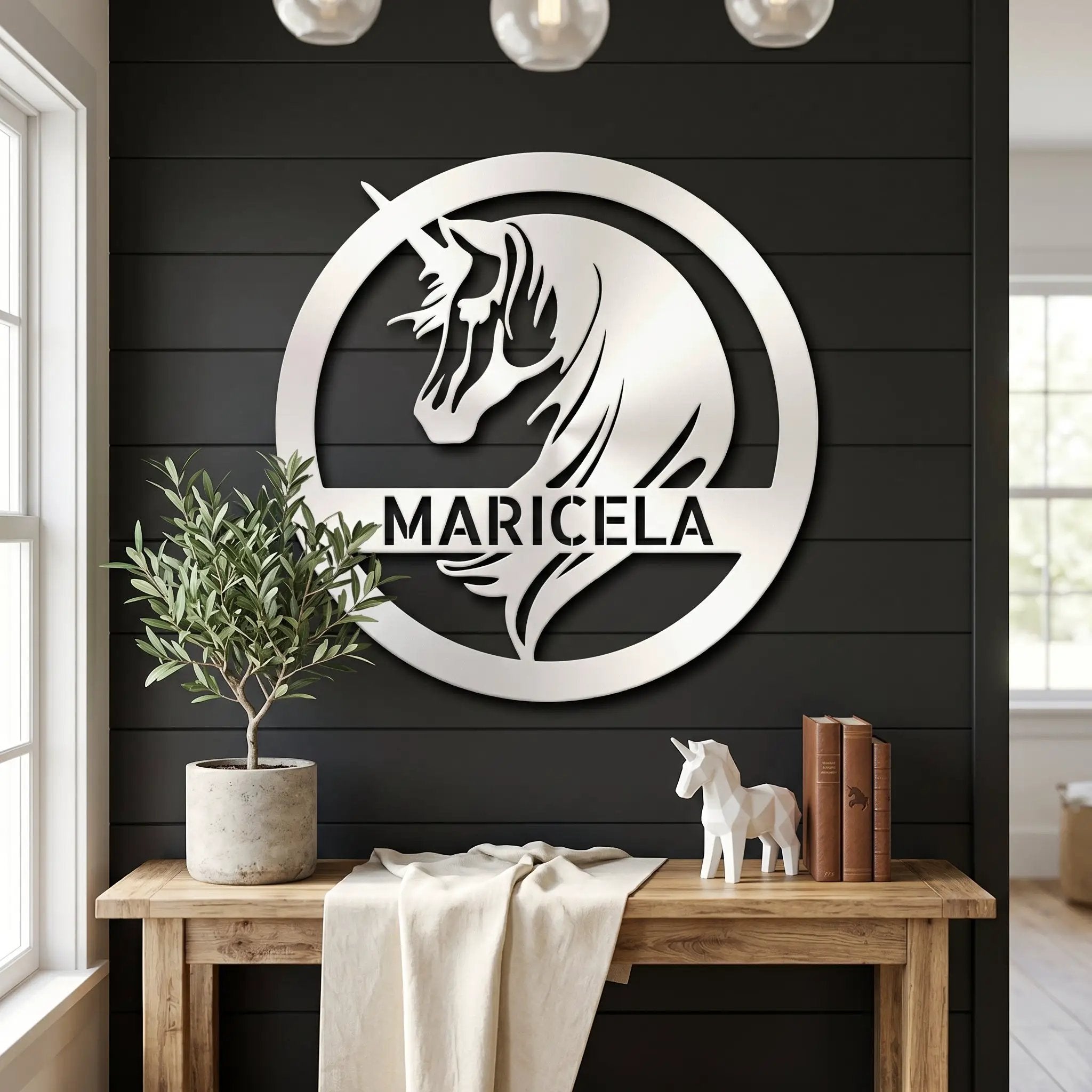 Custom Unicorn Name Metal Wall Art – Personalized Fantasy Sign – Girls Bedroom or Nursery Decor