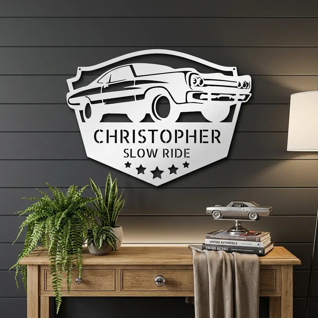 Classic Car Custom Name Indoor Outdoor Steel Wall Sign