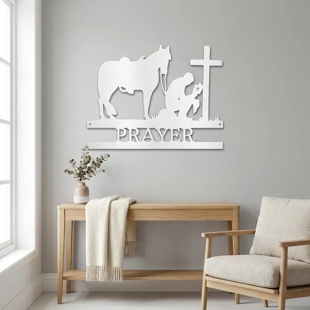 Kneeling Cowboy Monogram - Steel Sign