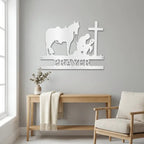 Kneeling Cowboy Monogram - Steel Sign