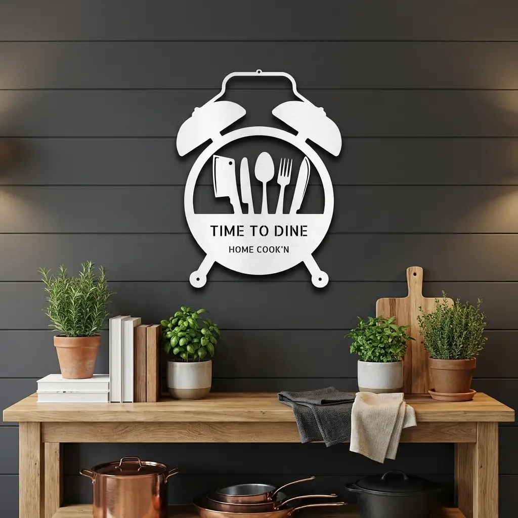 Food Time Kitchen Timer Custom Name Indoor Outdoor Steel Wall Sign