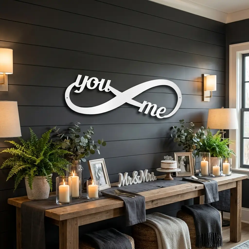 You & Me Infinity Metal Wall Art | Romantic Couple Sign | Wedding, Anniversary & Engagement Gift | Valentine’s Day Decor