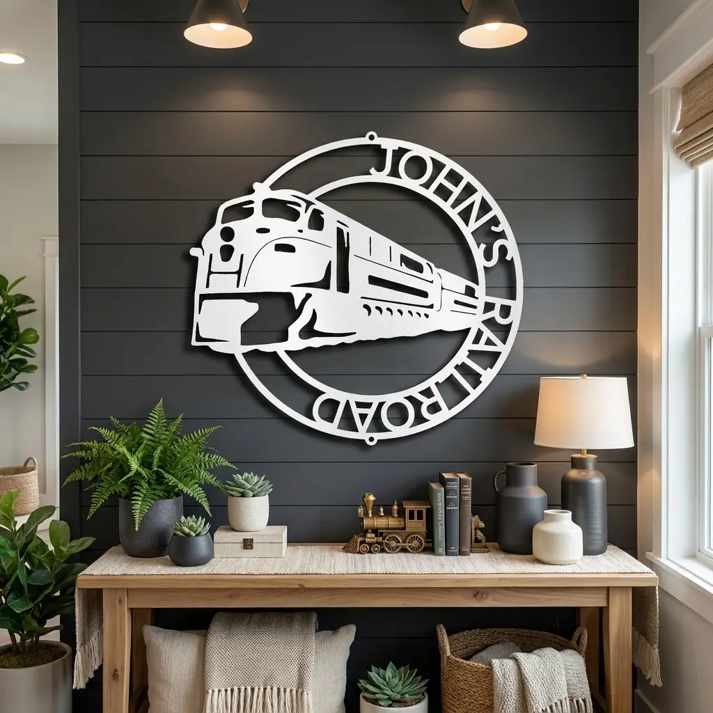 Railroad Train Metal Wall Art – Locomotive Wall Decor – Railroad Enthusiast Gift – Train Lover Wall Sign