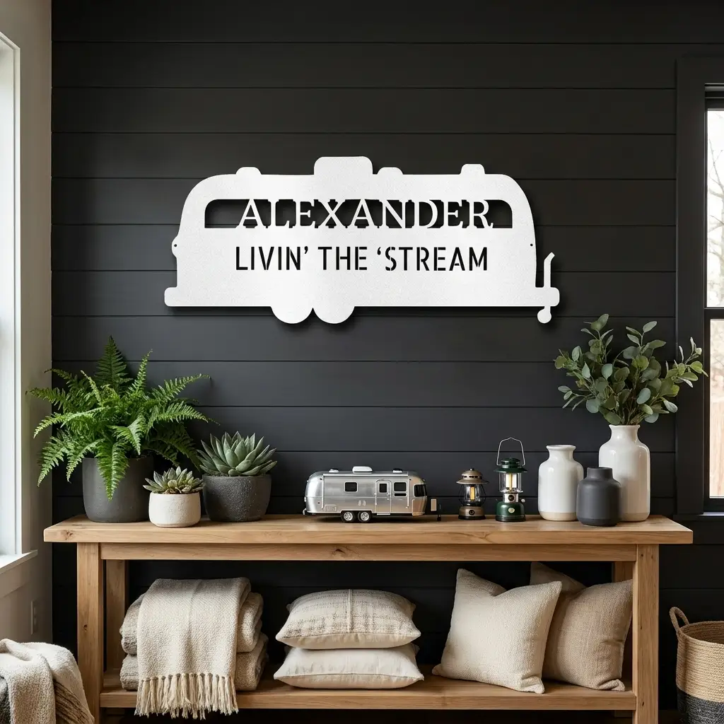 Personalized Airstream Camper Metal Sign – Custom RV Name Sign – Camper Decor – Outdoor RV Sign Gift