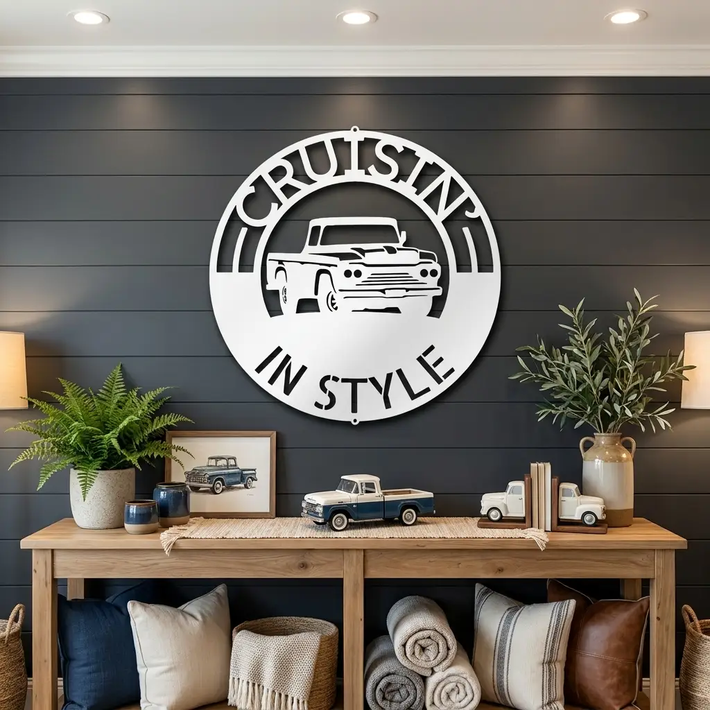 Classic Pickup Truck Personalized Indoor Outdoor Steel Sign Wall Sign
