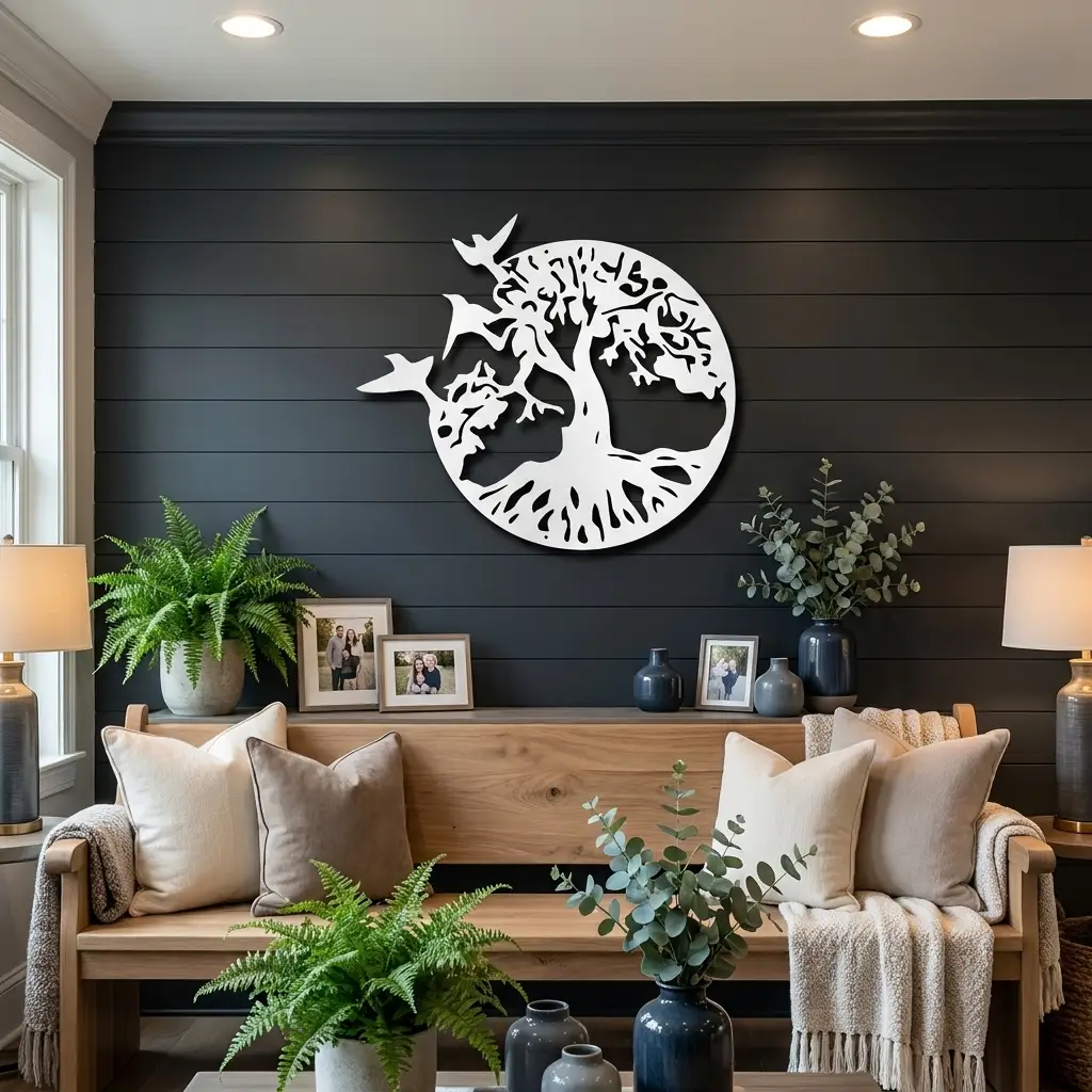 Tree of Life with Birds Metal Wall Art | Nature Inspired Steel Wall Decor | Rustic Tree Silhouette | Made in USA