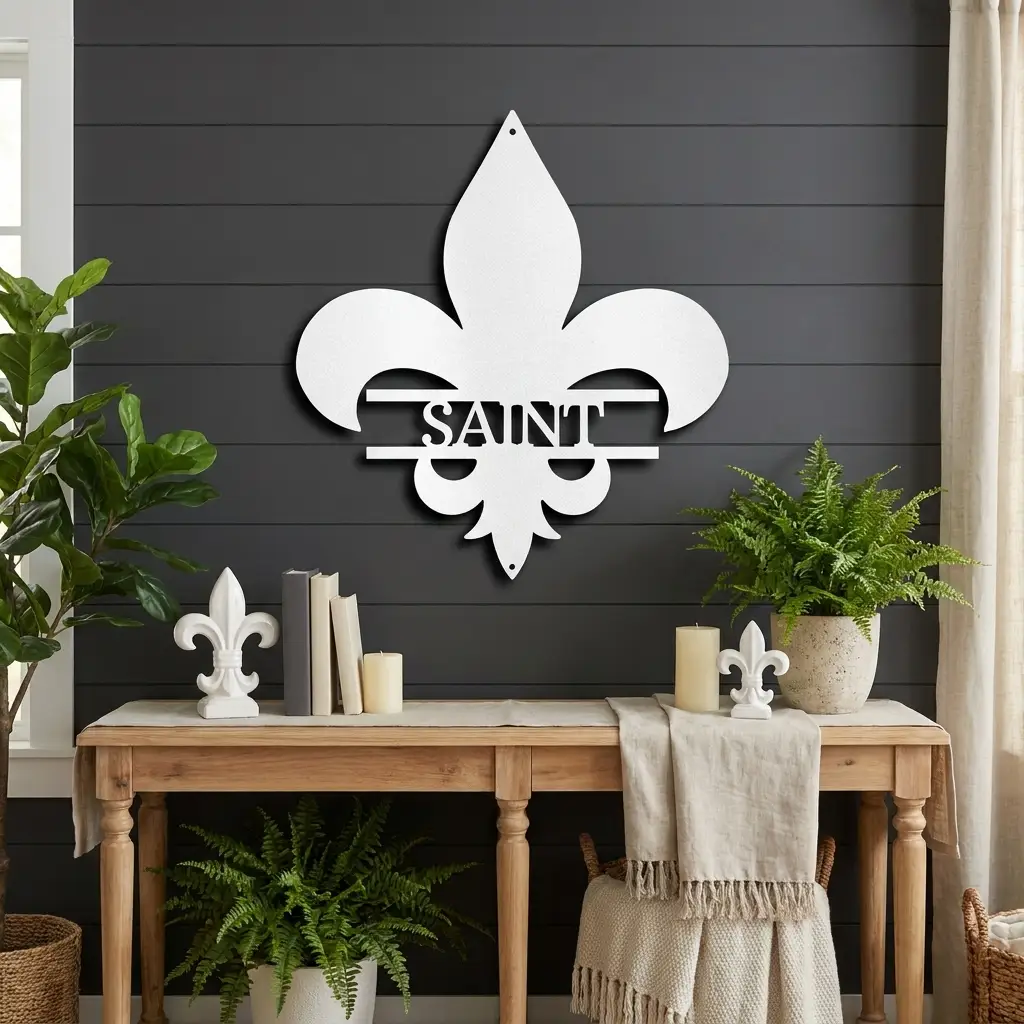 Personalized Fleur De Lis Metal Wall Art – Custom Name Sign – Louisiana Decor – Saints Inspired Wall Decor – Family Name Steel Sign