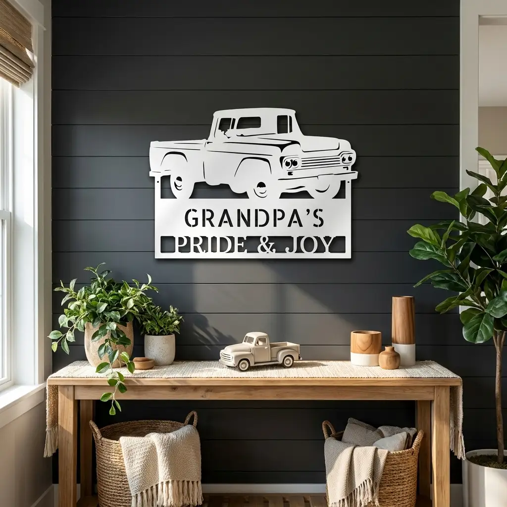 Classic Pickup Truck Personalized Metal Wall Art | Custom Vintage Truck Garage Sign | Rustic Farmhouse Truck Decor | Man Cave, Garage & Grandpa Gift | Made in USA