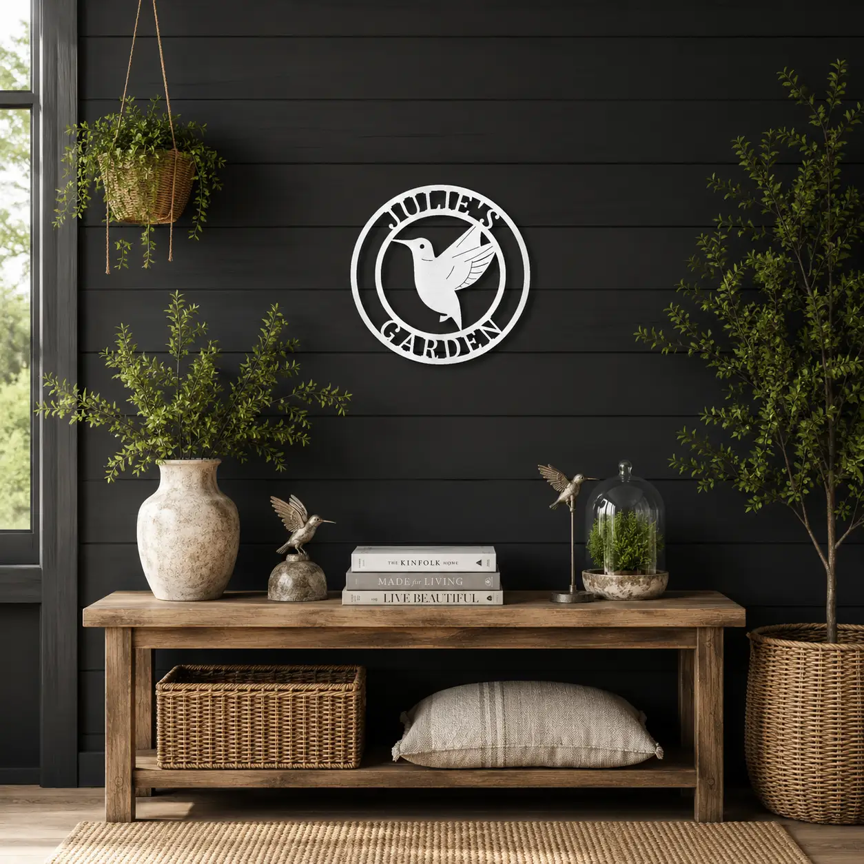 Personalized Hummingbird Metal Wall Art | Custom Garden Name Sign | Hummingbird Garden Decor | Personalized Outdoor Metal Sign | Made in USA