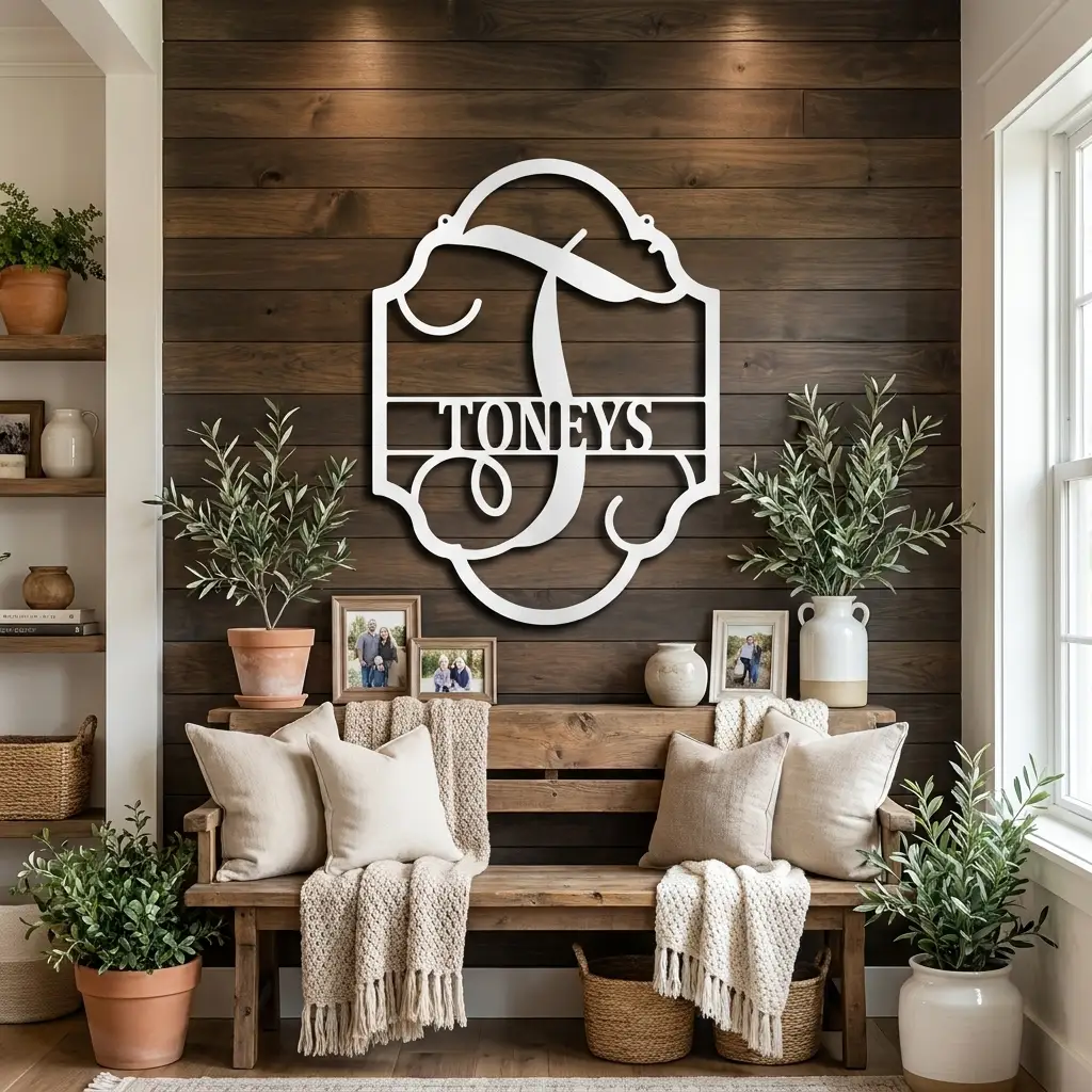 Elegant Personalized Monogram Metal Wall Art – Custom Initial and Family Name Sign – Decorative Steel Wall Decor – Wedding & Housewarming Gift