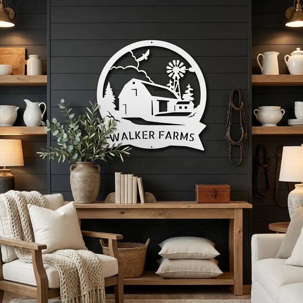 Barn Farmhouse Custom Name Metal Art Wall Sign