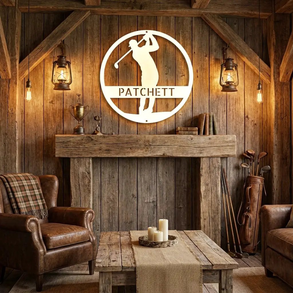 Personalized Golfer Metal Wall Art Custom Name Golf Sign Man Cave Decor Golf Gift for Dad Golf Lover Metal Wall Sign Outdoor Decor