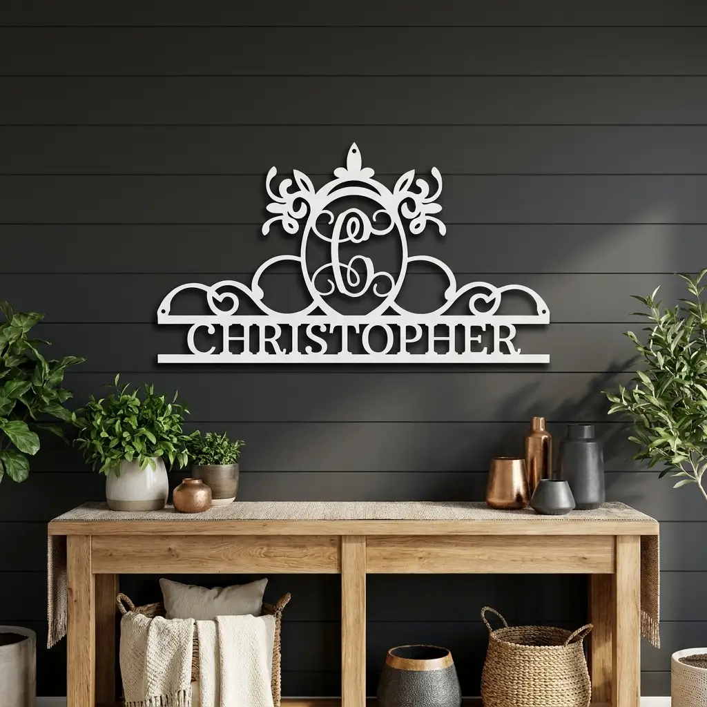 Initial and Name Custom Steel Wall Sign Metal Art