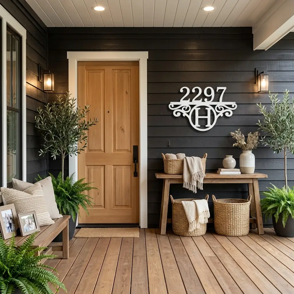 Initial Address Monogram Personalized Indoor Outdoor Steel Wall Sign Art