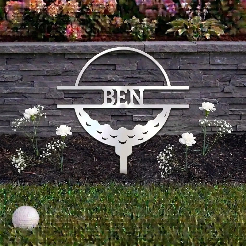 Personalized Golf Garden Stake – Custom Name Golf Tee Sign – Outdoor Yard Decor – Golfer Gift