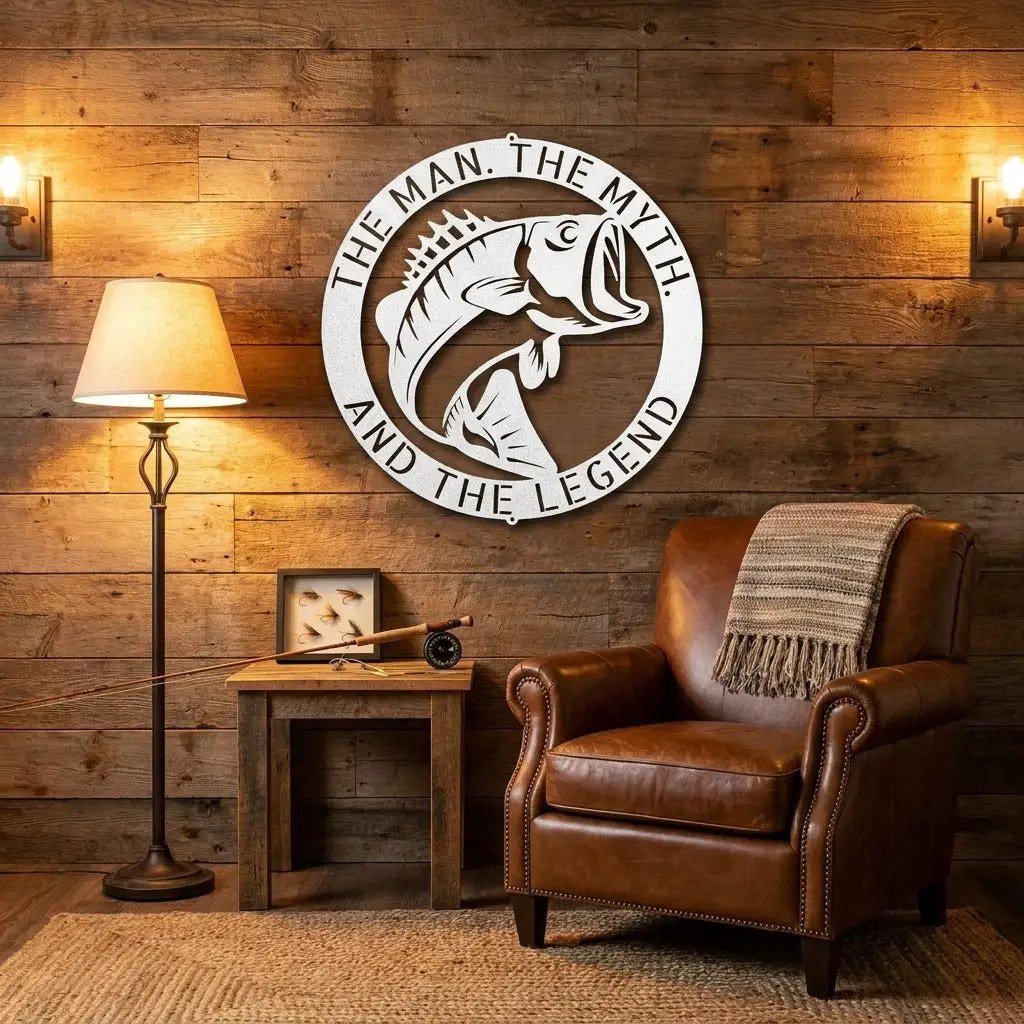 Personalized Bass Fishing Metal Sign Custom Fisherman Wall Art - Lake House Decor Outdoor Sign