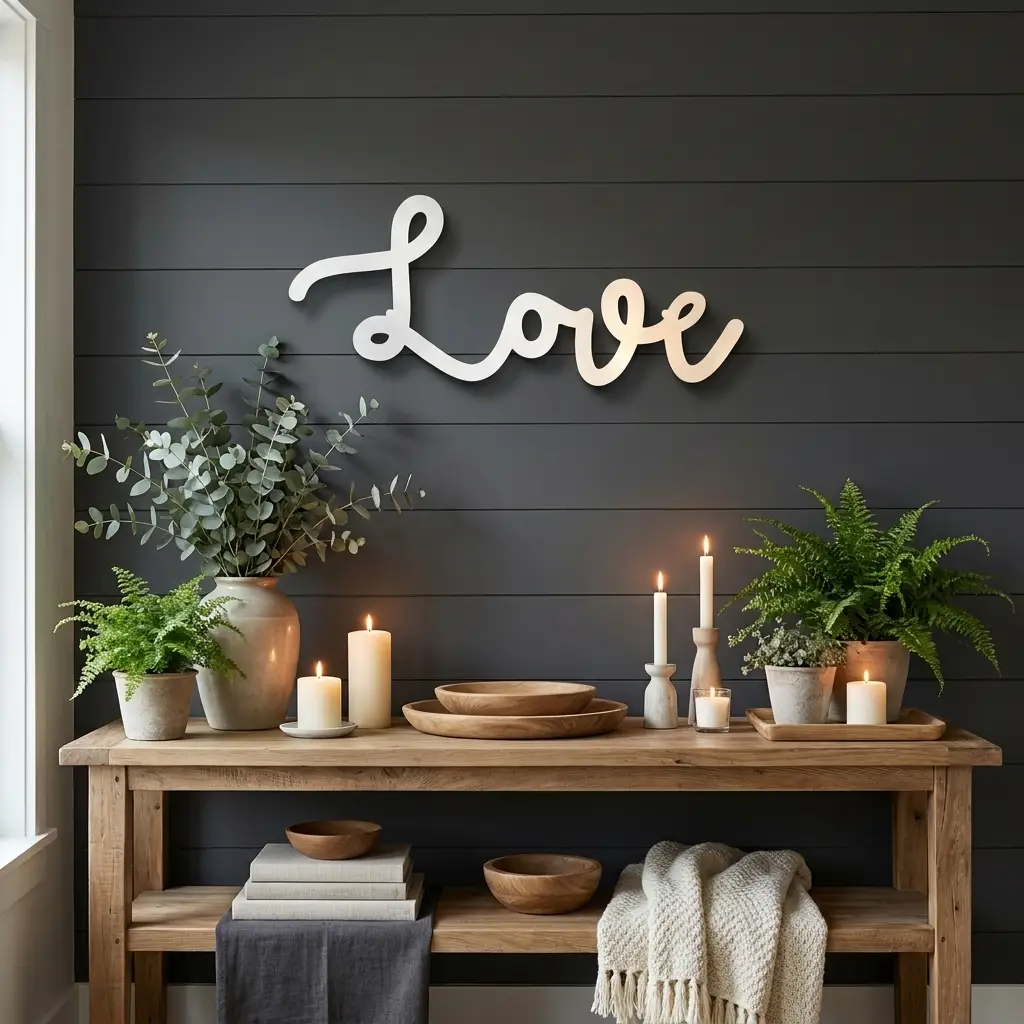 Love Script Metal Word Art Wall Sign