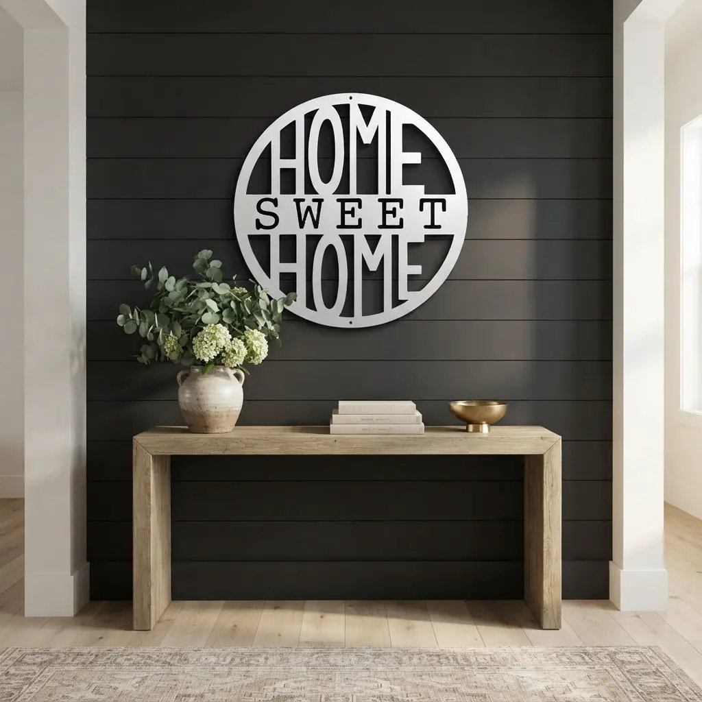 Home Sweet Home Metal Wall Art | Farmhouse Wall Decor | Rustic Home Sign | Modern Metal Wall Hanging | Made in USA