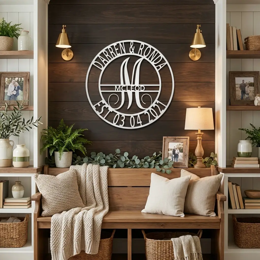 Personalized Split Letter Monogram Metal Wall Art – Custom Family Name Sign – Wedding Gift – Housewarming Decor – Last Name Steel Sign