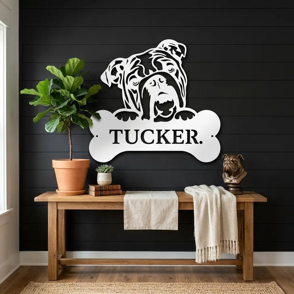 Bulldog Custom Name Metal Art Wall Sign