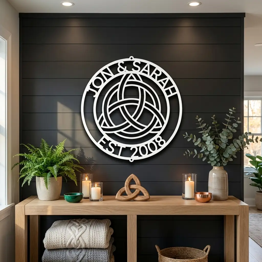Personalized Celtic Knot Metal Wall Art | Custom Wedding Name Sign | Celtic Trinity Knot Steel Wall Decor | Anniversary Gift | Made in USA