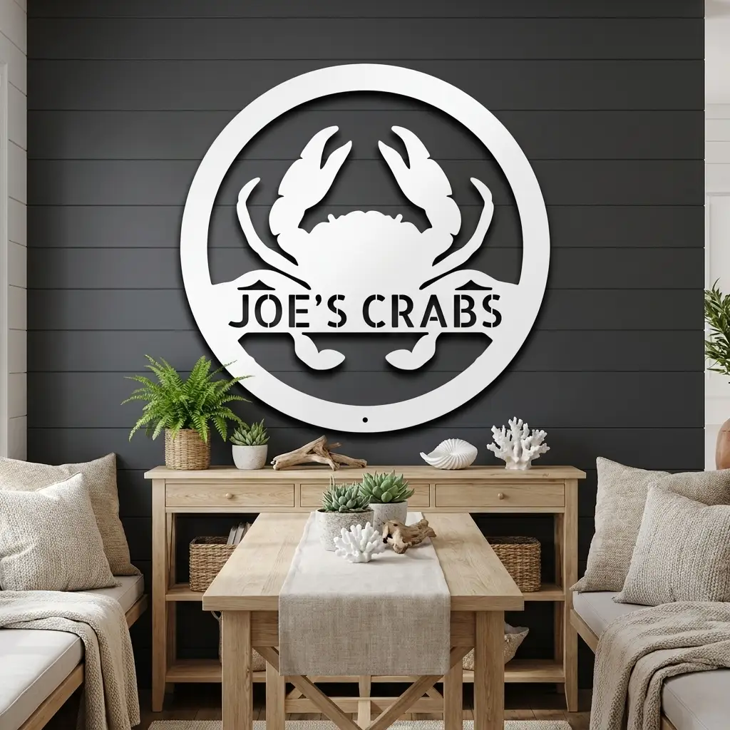 Personalized Crab Metal Wall Art | Custom Crab Shack Sign | Coastal Beach House Decor | Funny Seafood Metal Sign | Custom Outdoor Metal Wall Decor | Made in USA