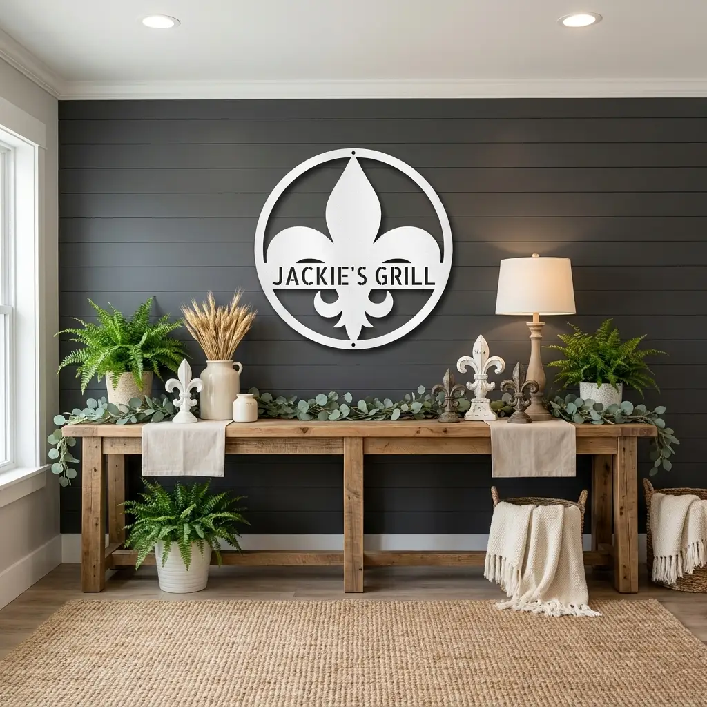 Personalized Fleur de Lis Metal Wall Art | Custom Name Metal Sign | French Country Decor | Family Name Sign | Made in USA