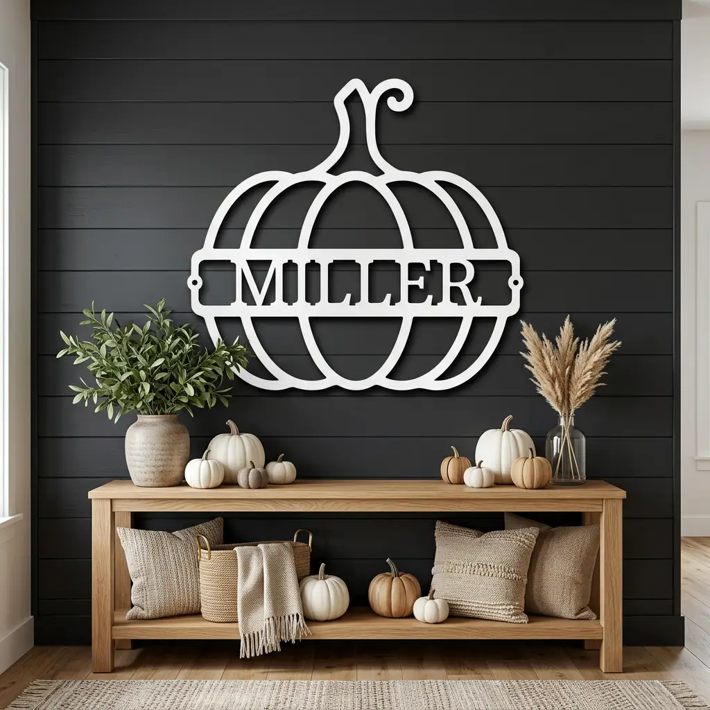 Personalized Pumpkin Metal Sign | Custom Fall Name Sign | Pumpkin Wall Decor | Autumn & Thanksgiving Metal Art | Housewarming Gift | Made in USA