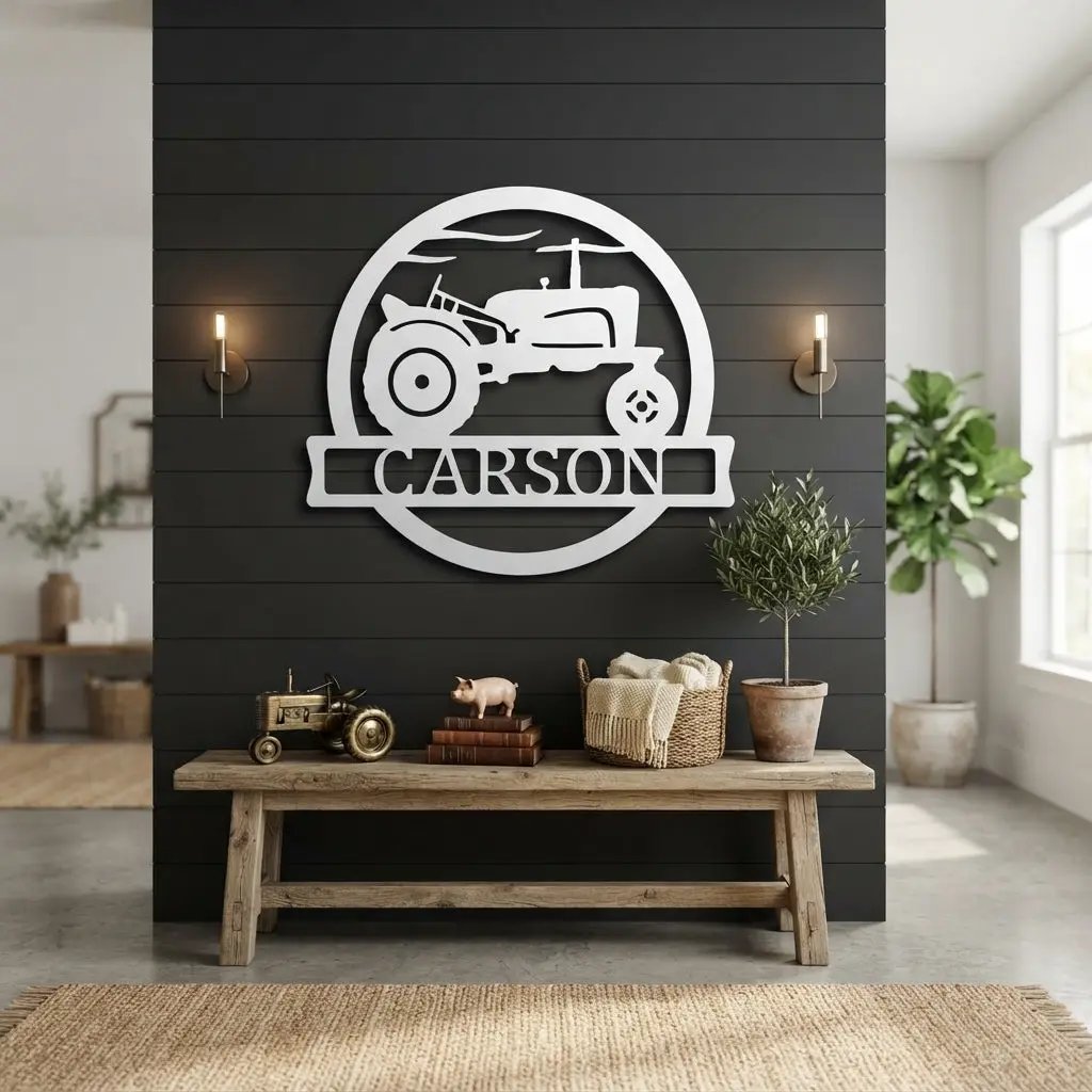 Personalized Tractor Metal Wall Art | Custom Farm Name Sign | Farmer Metal Sign | Rustic Farmhouse Decor | Country Wall Art | Made in USA