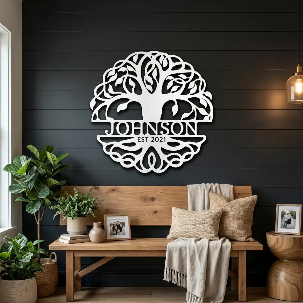 Personalized Tree of Life Metal Wall Art | Custom Family Name & Established Date Sign
