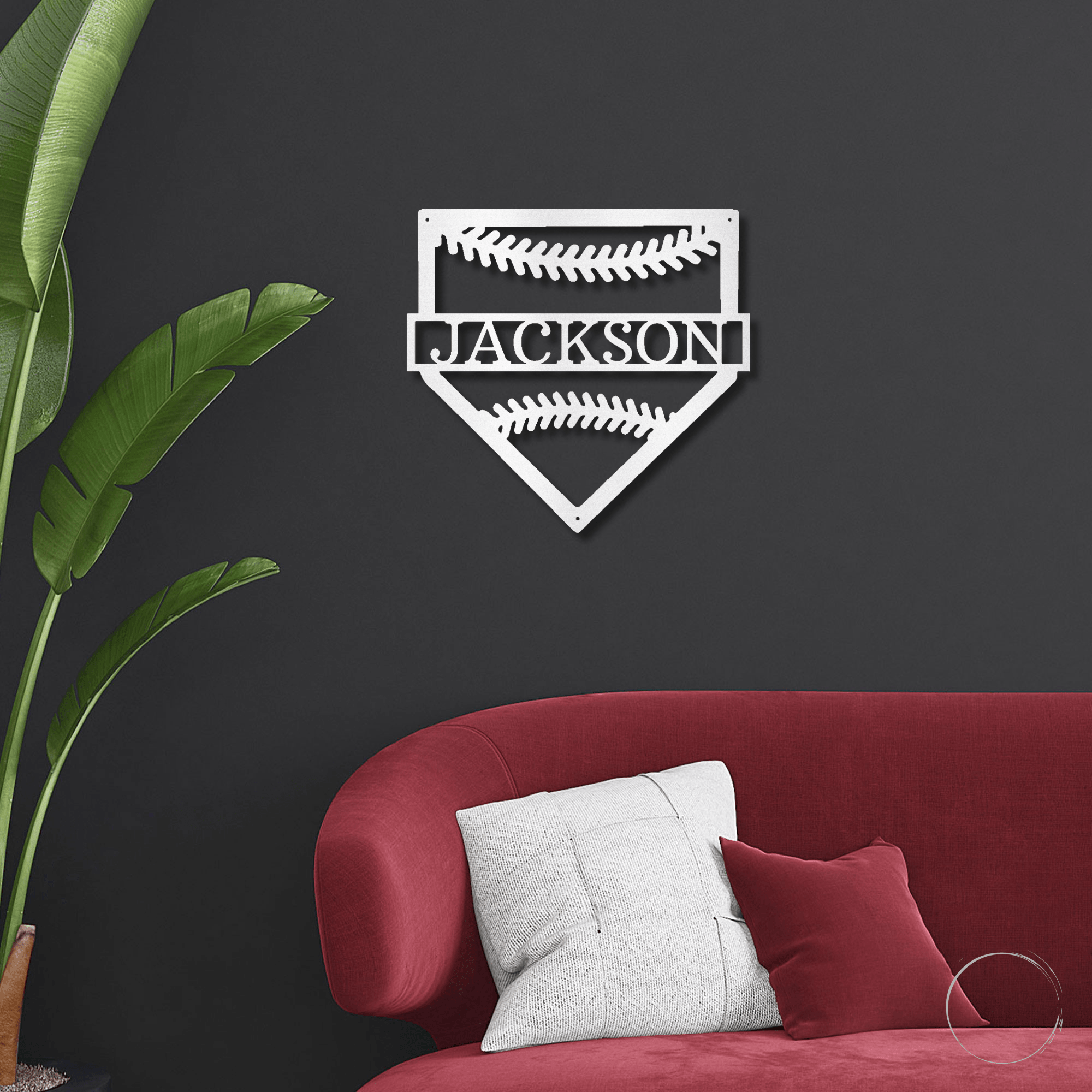 Baseball Home Plate Personalized Name Metal Art Wall Sign - Mallard Moon Gift Shop