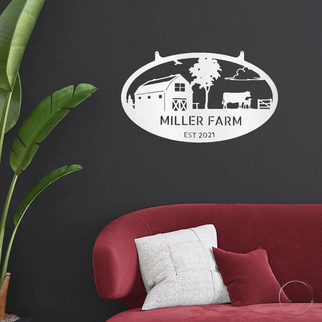 Farmstead Custom Name Monogram Indoor Outdoor Steel Wall Sign