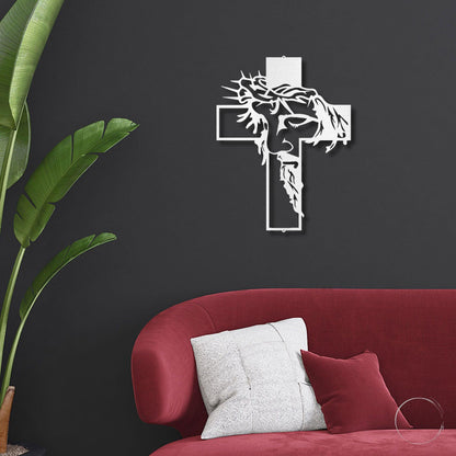 Jesus Crown of Thorns Steel Cross Sign Christian Metal Wall Decor Made in USA - Mallard Moon Gift Shop