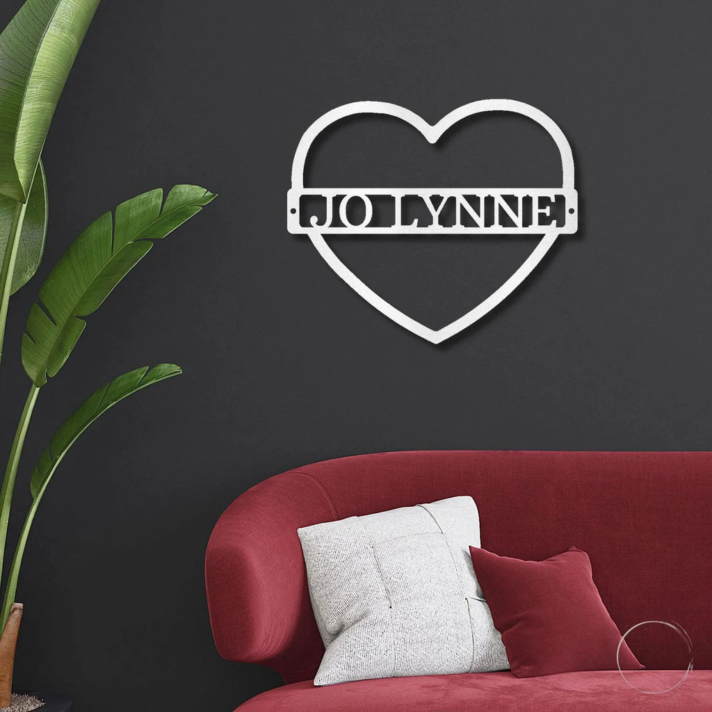 Custom Heart Shaped Monogram Personalized Steel Wall Sign