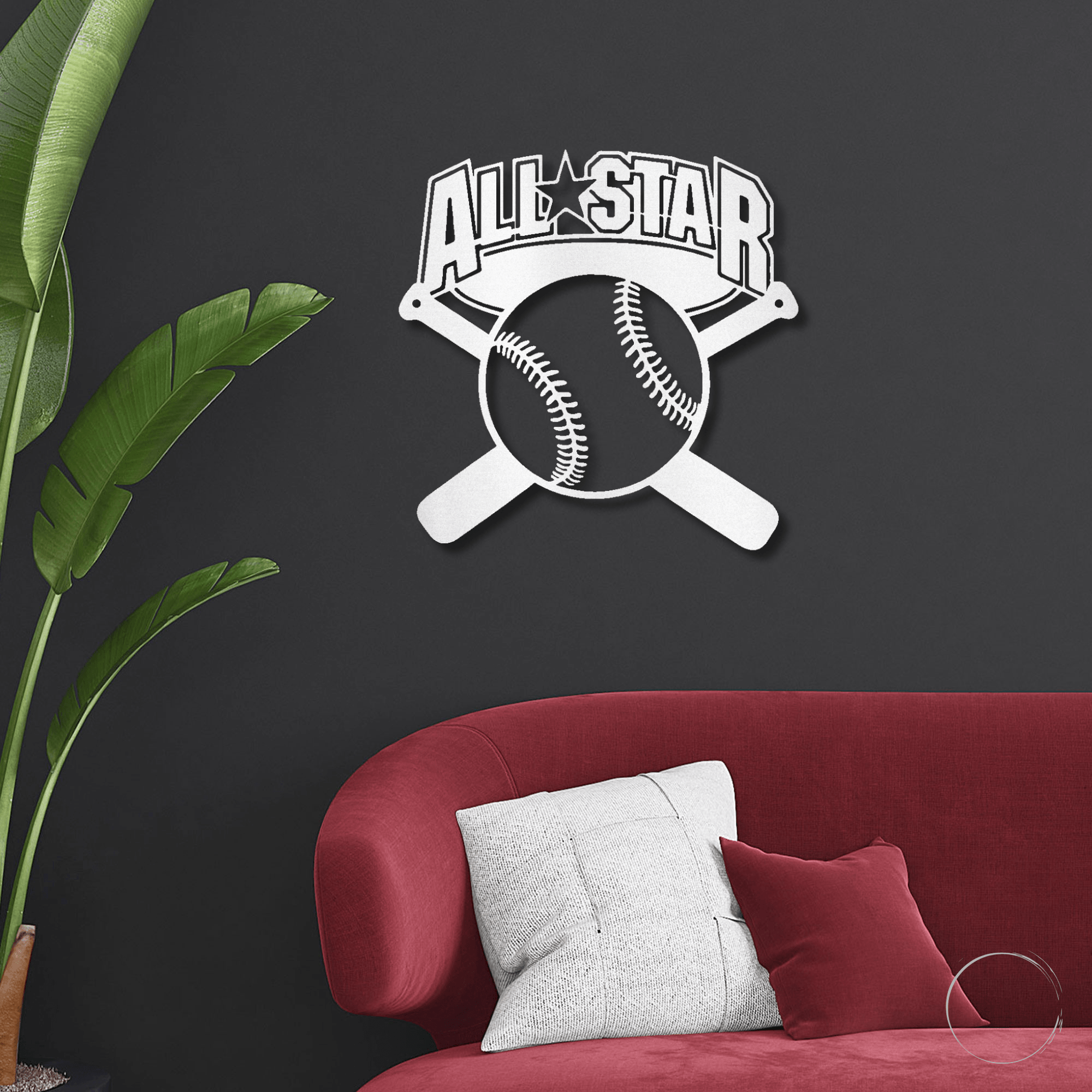 Baseball All Star Metal Art Wall Sign - Mallard Moon Gift Shop