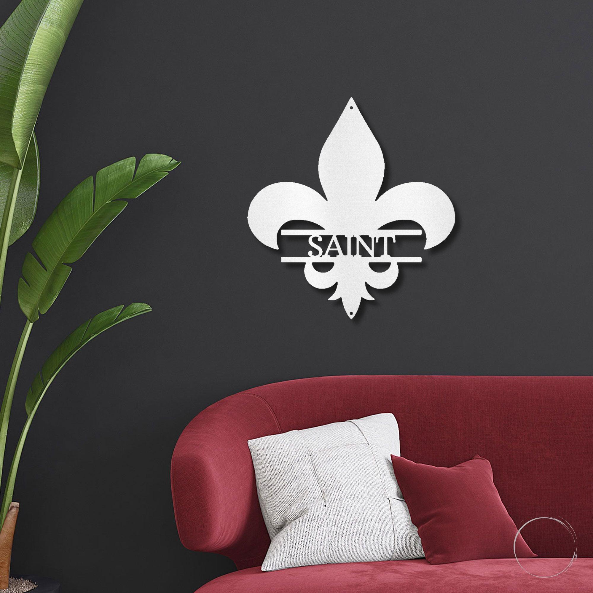 Classic Fleur De Lis Personalized Indoor Outdoor Steel Wall Sign - Mallard Moon Gift Shop