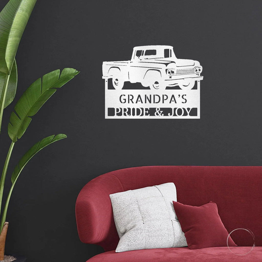 Classic Pickup Truck Custom Name Metal Wall Art