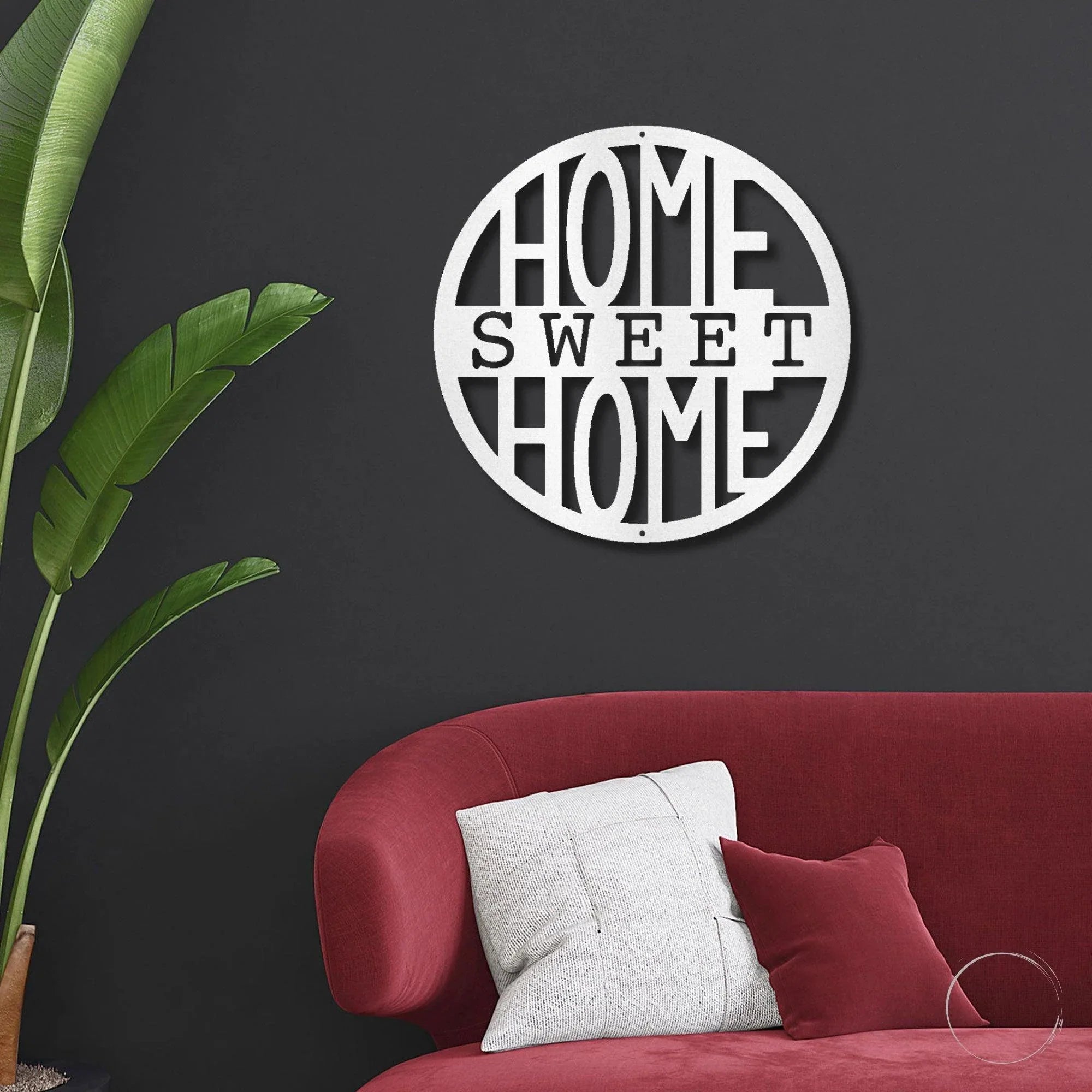 Home Sweet Home Circle Metal Art Wall Sign