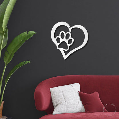 Puppy Love Paw Print Metal Art Wall Sign - Mallard Moon Gift Shop