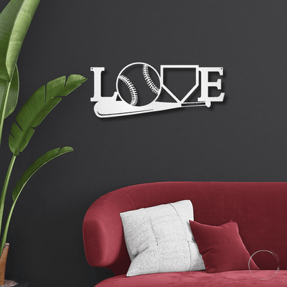 Baseball Love the Game Metal Art Wall Sign - Mallard Moon Gift Shop