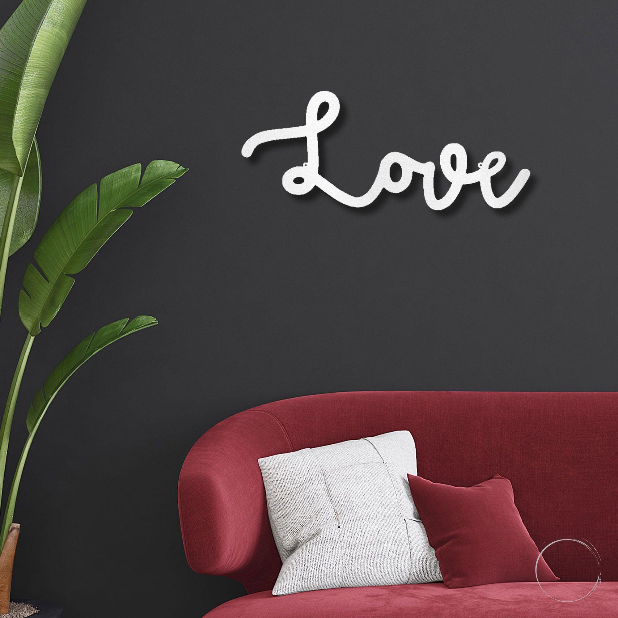 Love Script Metal Word Art Wall Sign - Mallard Moon Gift Shop