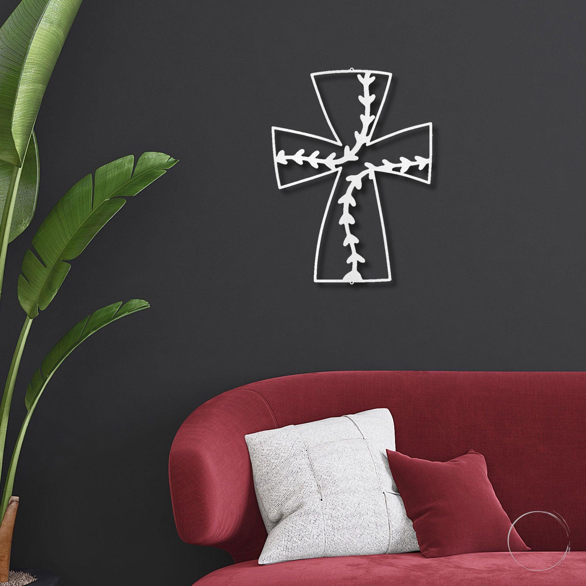 Faith In Baseball Cross Metal Art Wall Sign - Mallard Moon Gift Shop