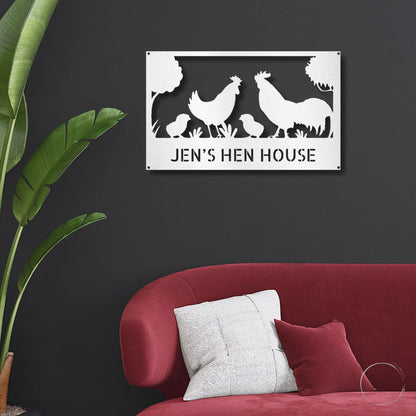 Personalized Hen House Metal Wall Art: Celebrate Your Coop with Style - Mallard Moon Gift Shop